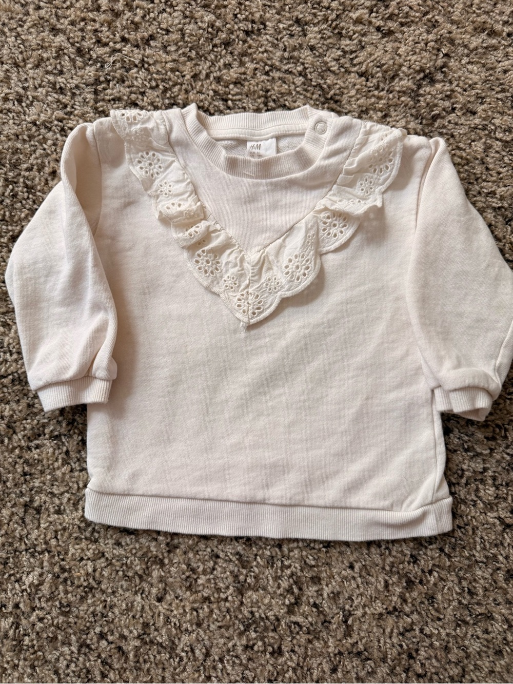 H&M Cream Ruffle-Trim Sweatshirt Top